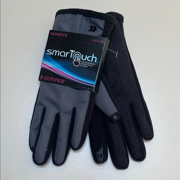 🆕 ISOTONER SmartTouch Women’s Black and Gray Gloves - Picture 2 of 4